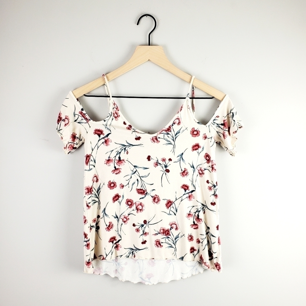 American eagle crepe floral blouse top xs
